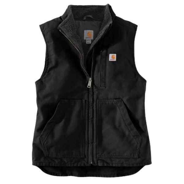 Carhartt Women's Loose Fit Washed Duck Sherpa Lined Mock Neck Vest Thumbnail