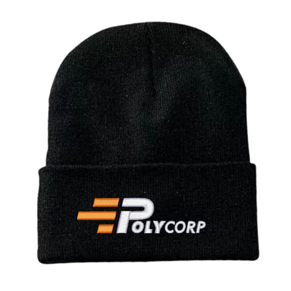 Embroidered Unisex Navy Knit Hat Thumbnail