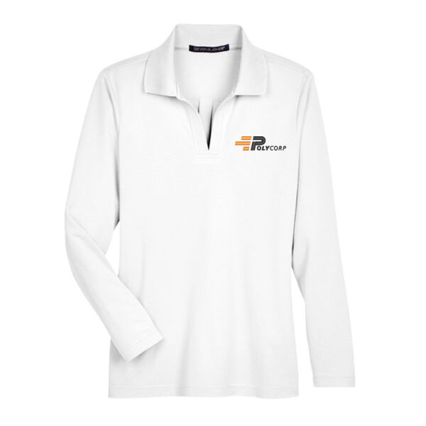Embroidered Ladies' Plaited Long Sleeve Polo Thumbnail